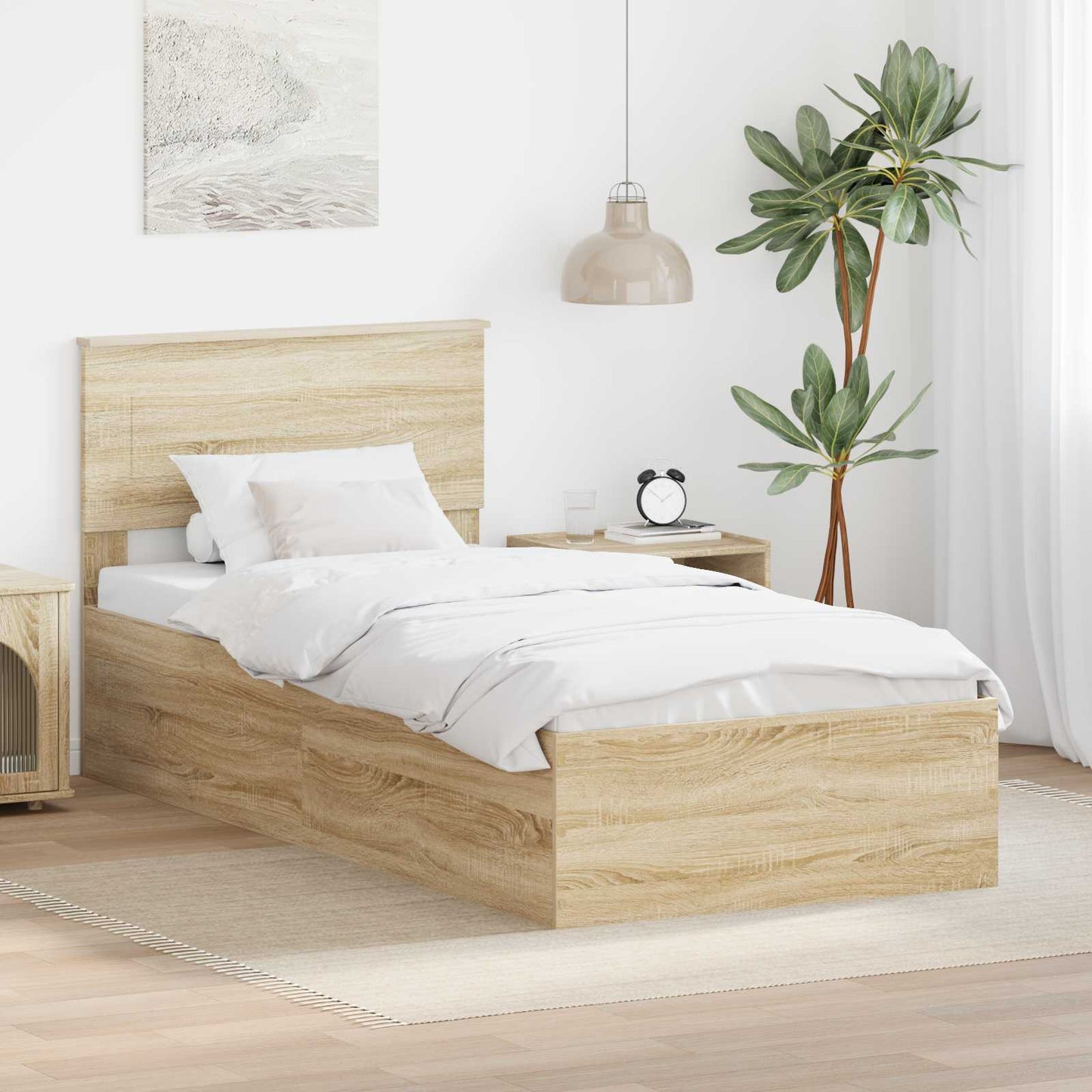 Struttura del letto con testiera Rovere Sonoma 120 x 200 cm