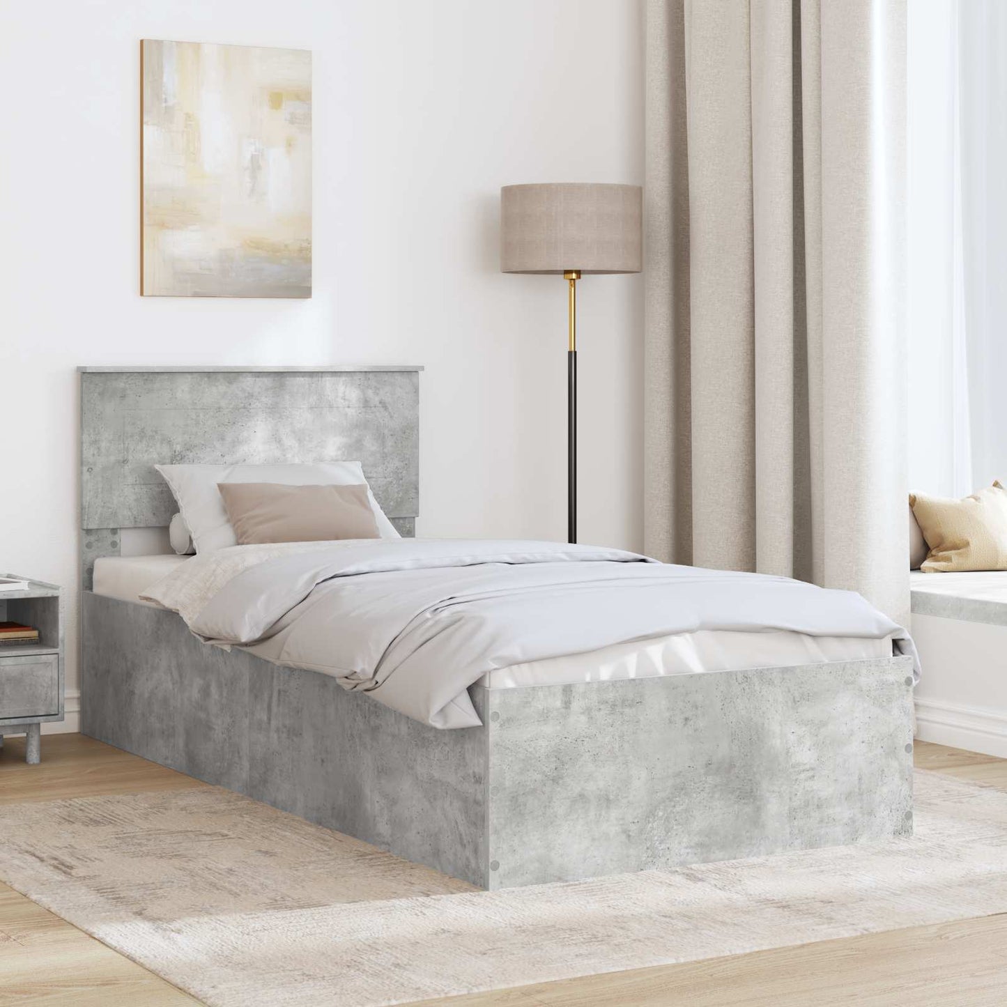 Struttura del letto con testiera Grigio cemento 120 x 200 cm