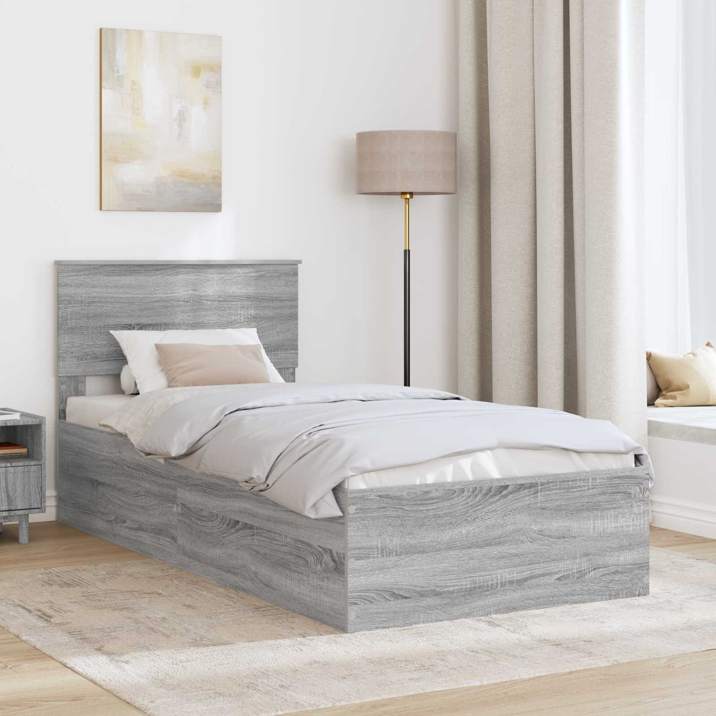 Struttura del letto con testiera Grigio Sonoma 120 x 200 cm