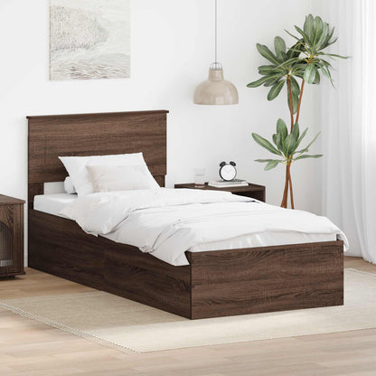 Struttura del letto con testiera Rovere Marrone 90 x 190 cm