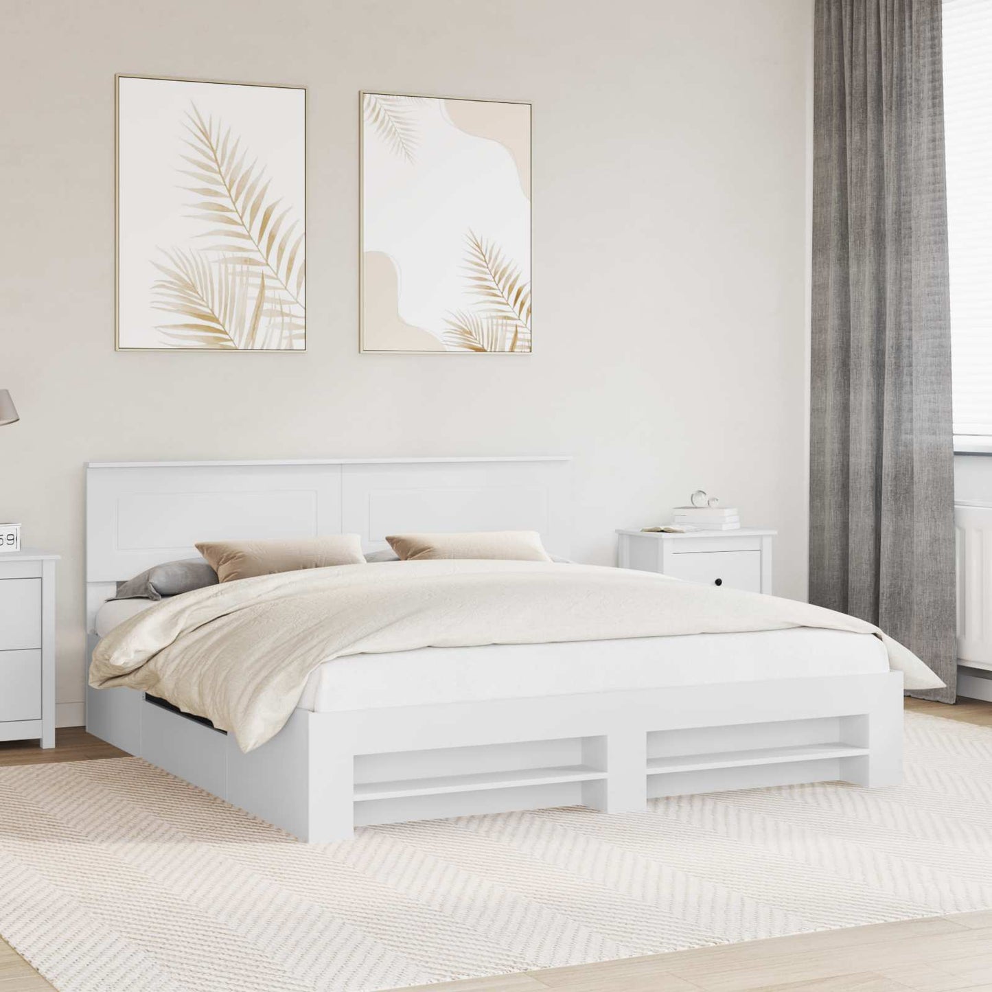 Struttura del letto Bianco 200 x 200 cm Legno multistrato