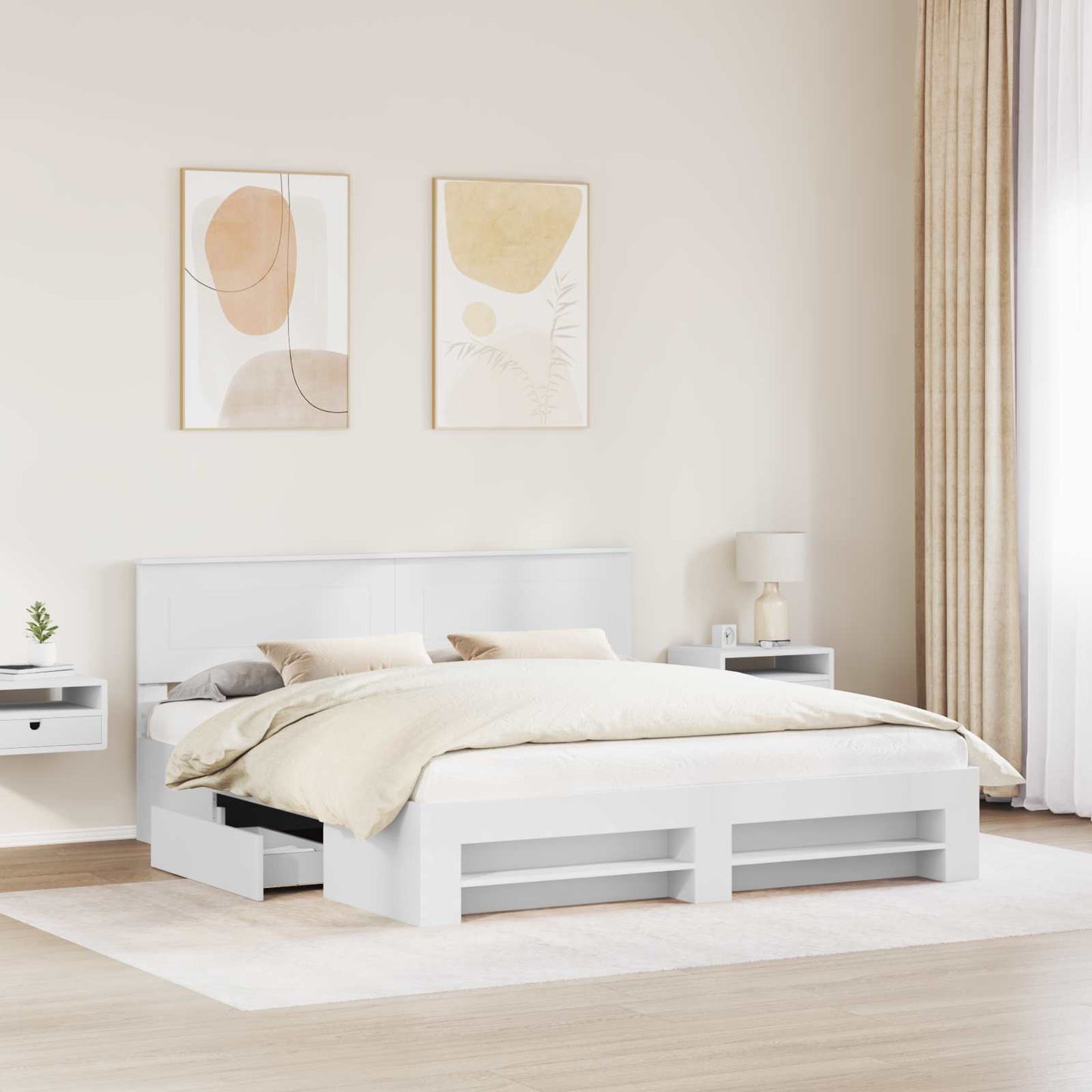 Struttura del letto Bianco 200 x 200 cm Legno multistrato