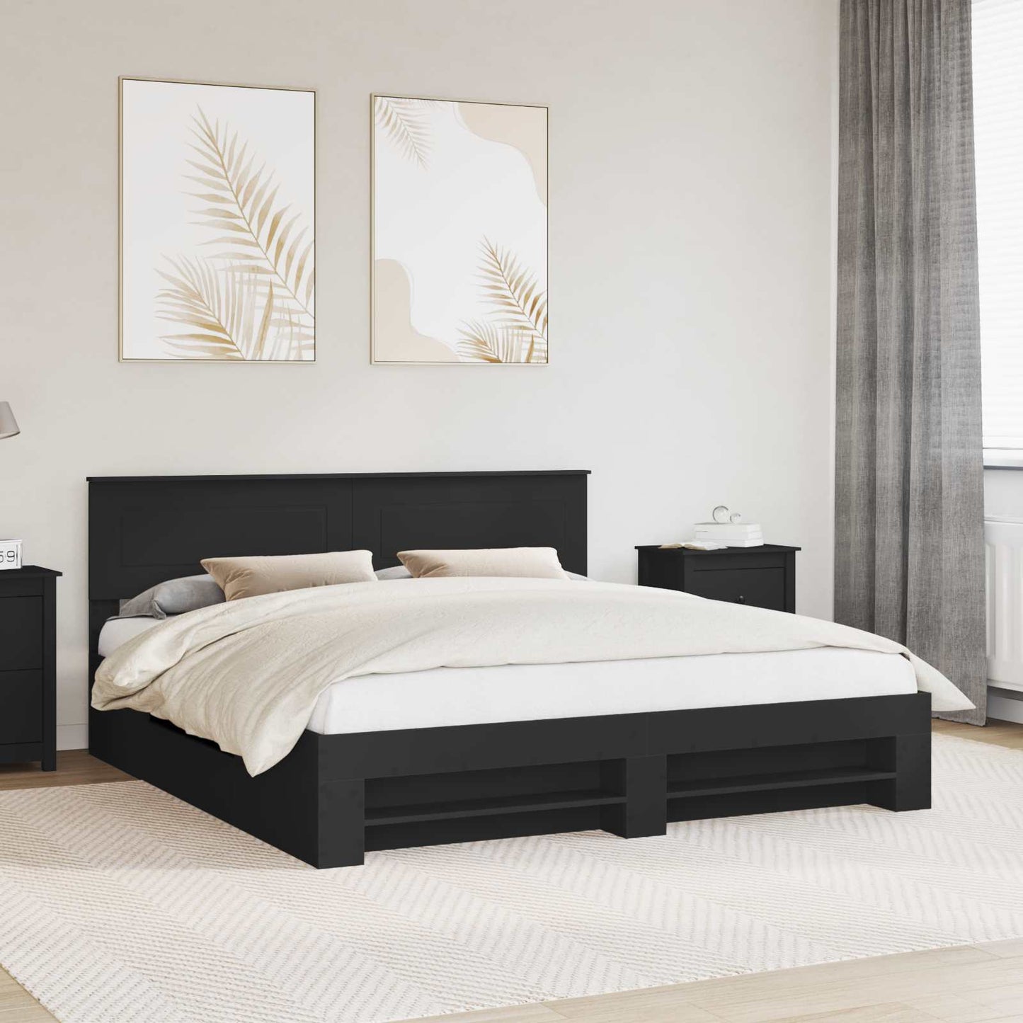 Struttura del letto Nero 200 x 200 cm Legno multistrato