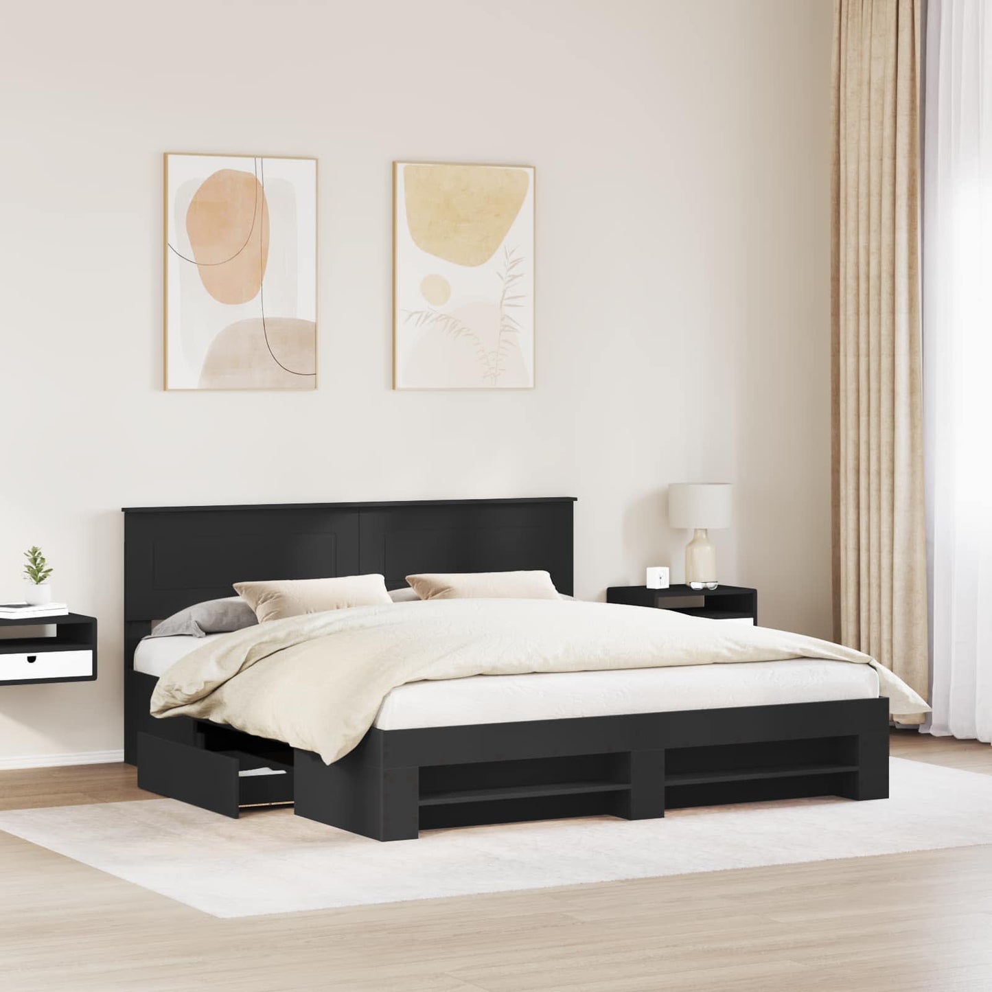 Struttura del letto Nero 200 x 200 cm Legno multistrato