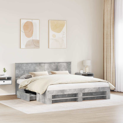 Struttura del letto con testiera Grigio cemento 200 x 200 cm