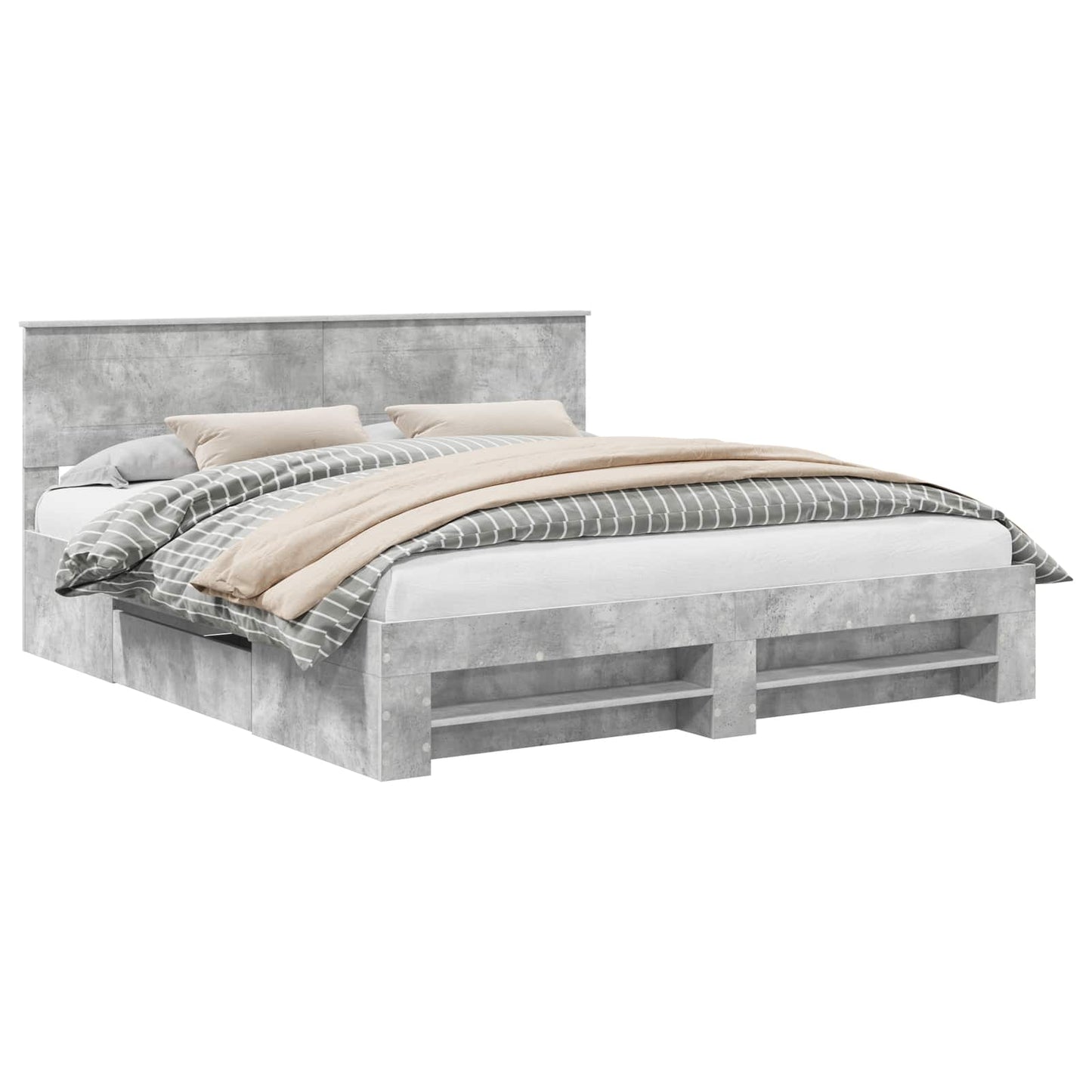 Struttura del letto con testiera Grigio cemento 200 x 200 cm