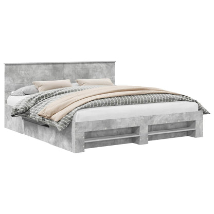 Struttura del letto con testiera Grigio cemento 200 x 200 cm