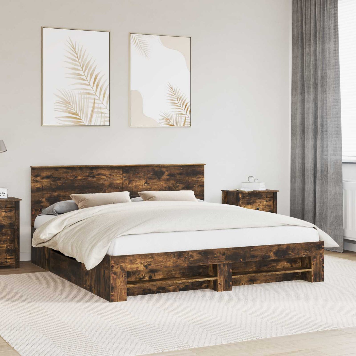 Struttura del letto Rovere fumÃ© 200 x 200 cm Legno multistrato