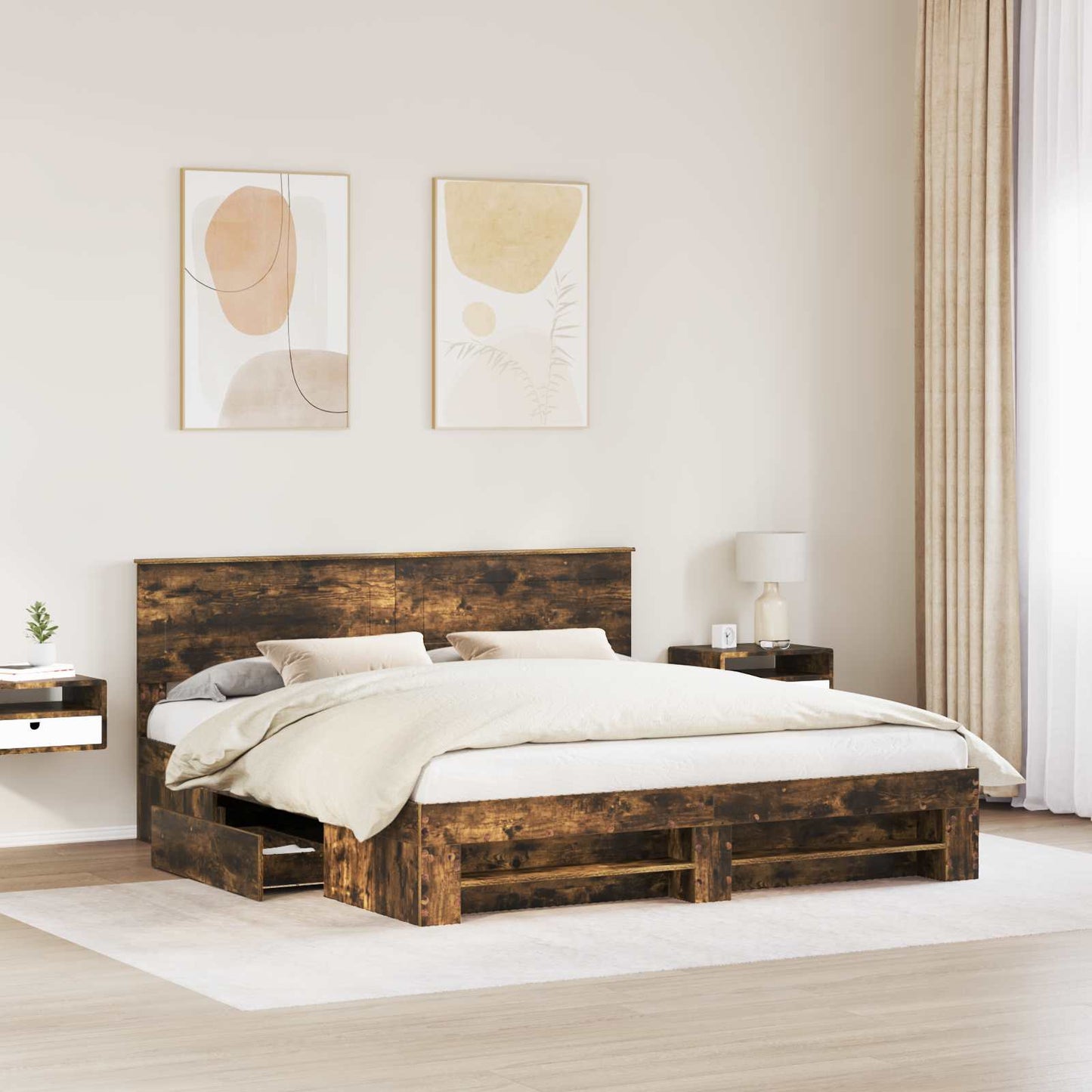 Struttura del letto Rovere fumÃ© 200 x 200 cm Legno multistrato