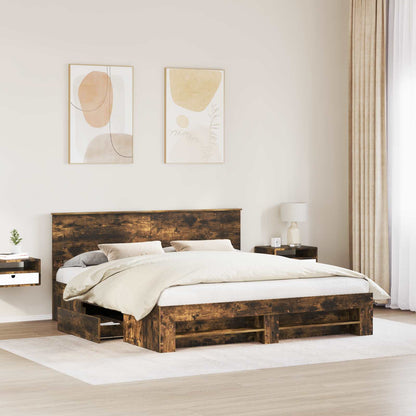Struttura del letto Rovere fumÃ© 200 x 200 cm Legno multistrato