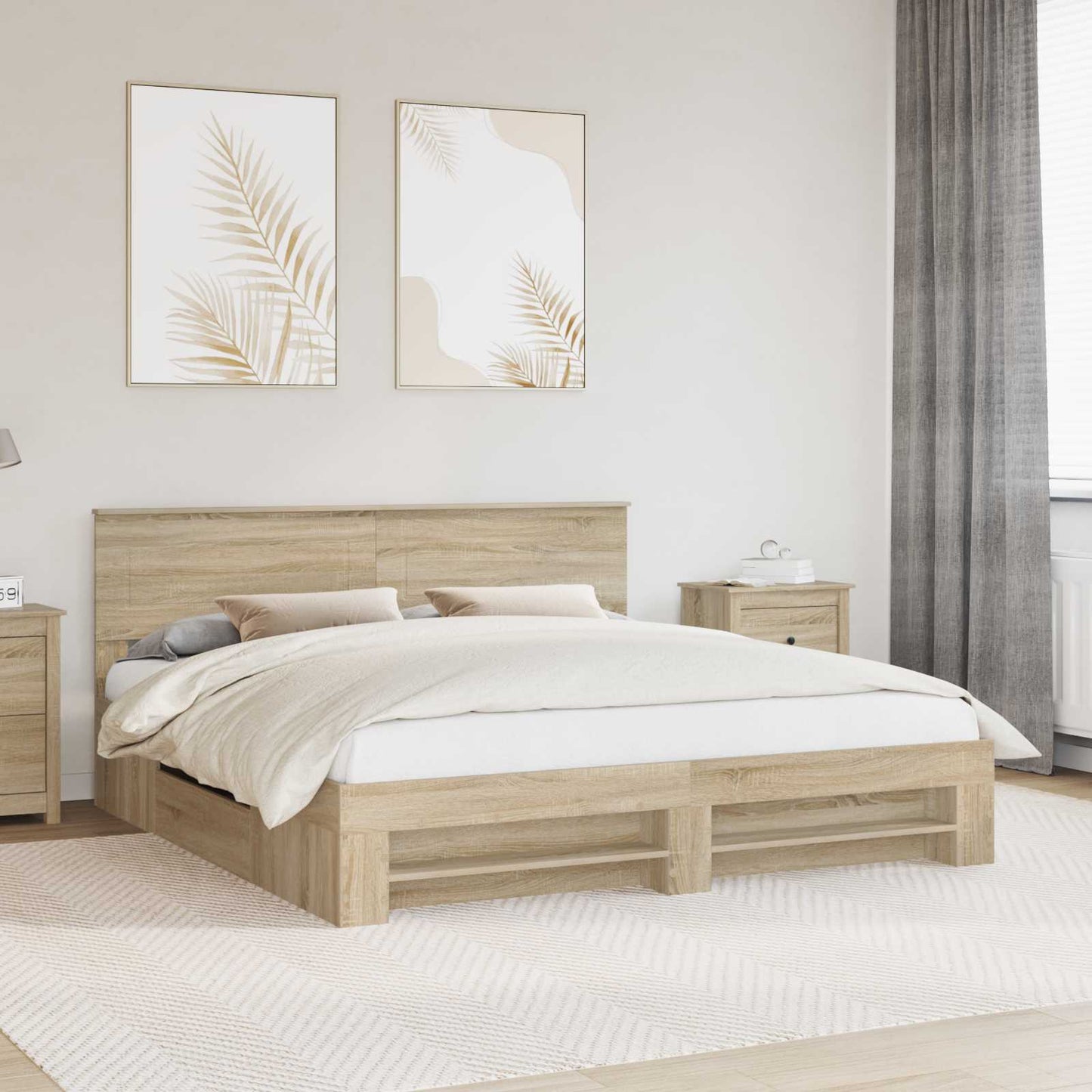 Struttura del letto con testiera Rovere Sonoma 180 x 200 cm