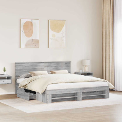 Struttura del letto con testiera Grigio Sonoma 180 x 200 cm
