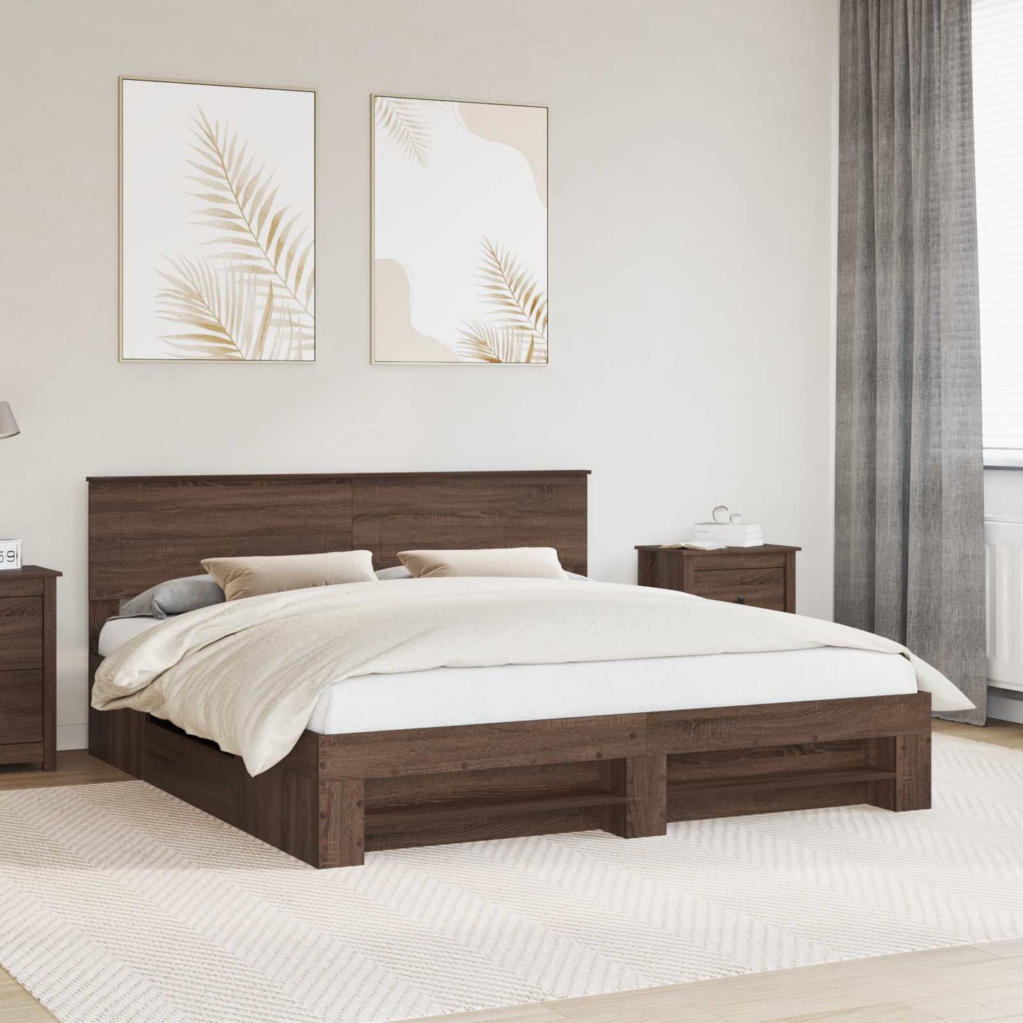 Struttura del letto con testiera Rovere Marrone 180 x 200 cm
