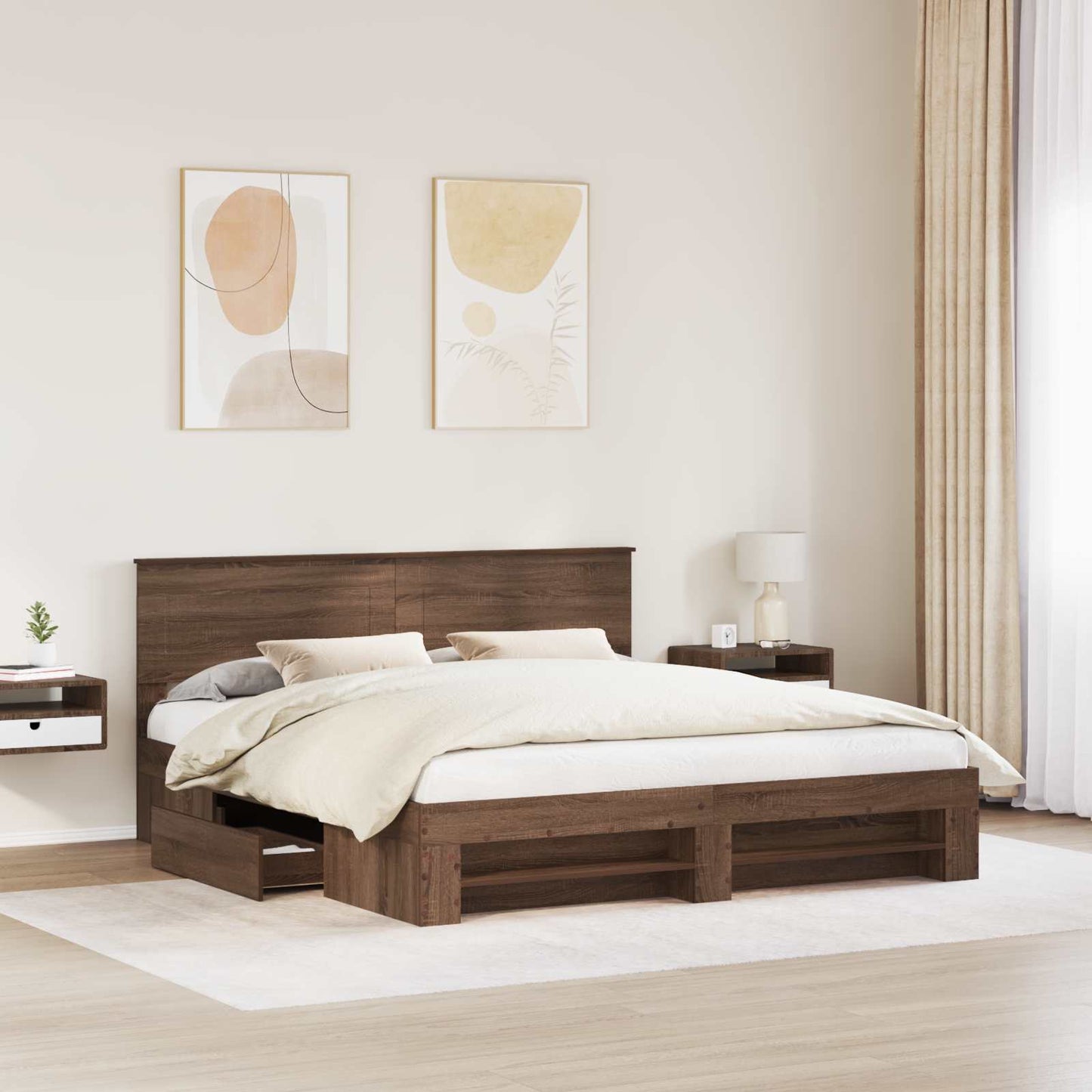 Struttura del letto con testiera Rovere Marrone 180 x 200 cm
