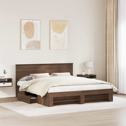 Struttura del letto con testiera Rovere Marrone 180 x 200 cm