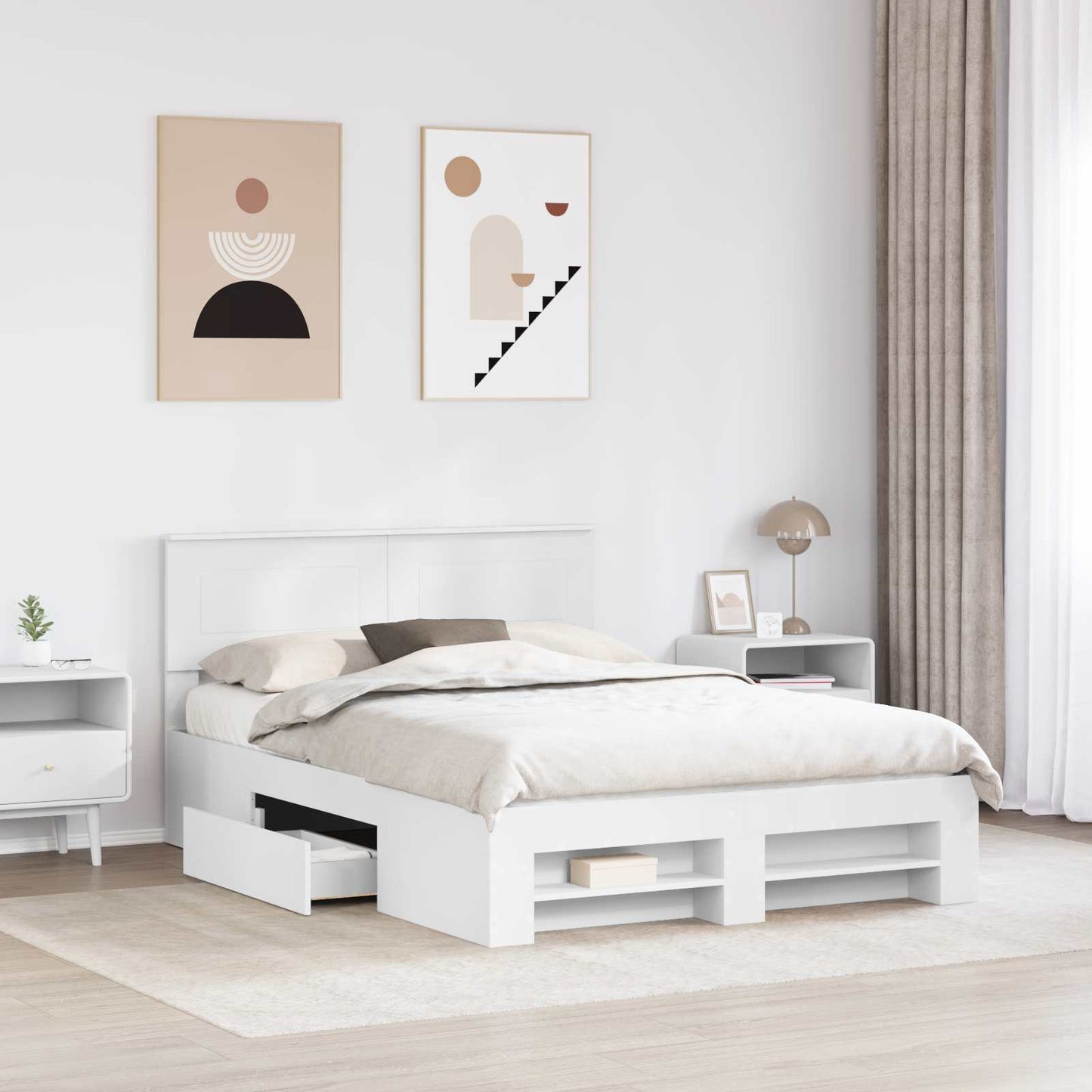 Struttura del letto Bianco 160 x 200 cm Legno multistrato