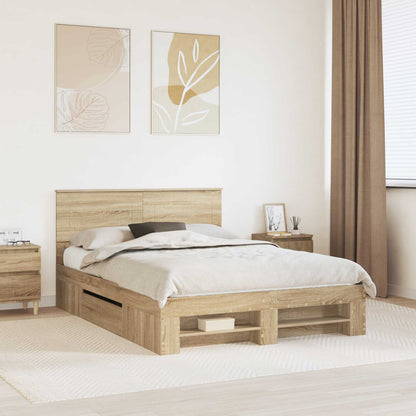 Struttura del letto con testiera Rovere Sonoma 160 x 200 cm