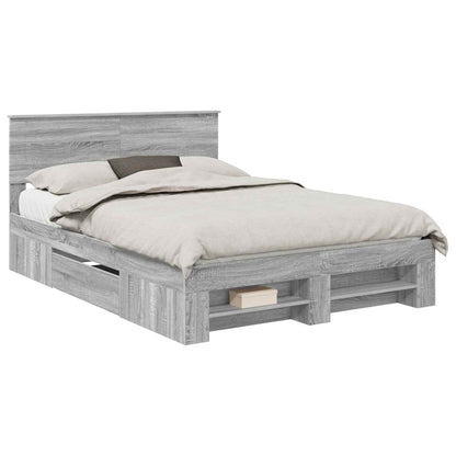 Struttura del letto con testiera Grigio Sonoma 160 x 200 cm