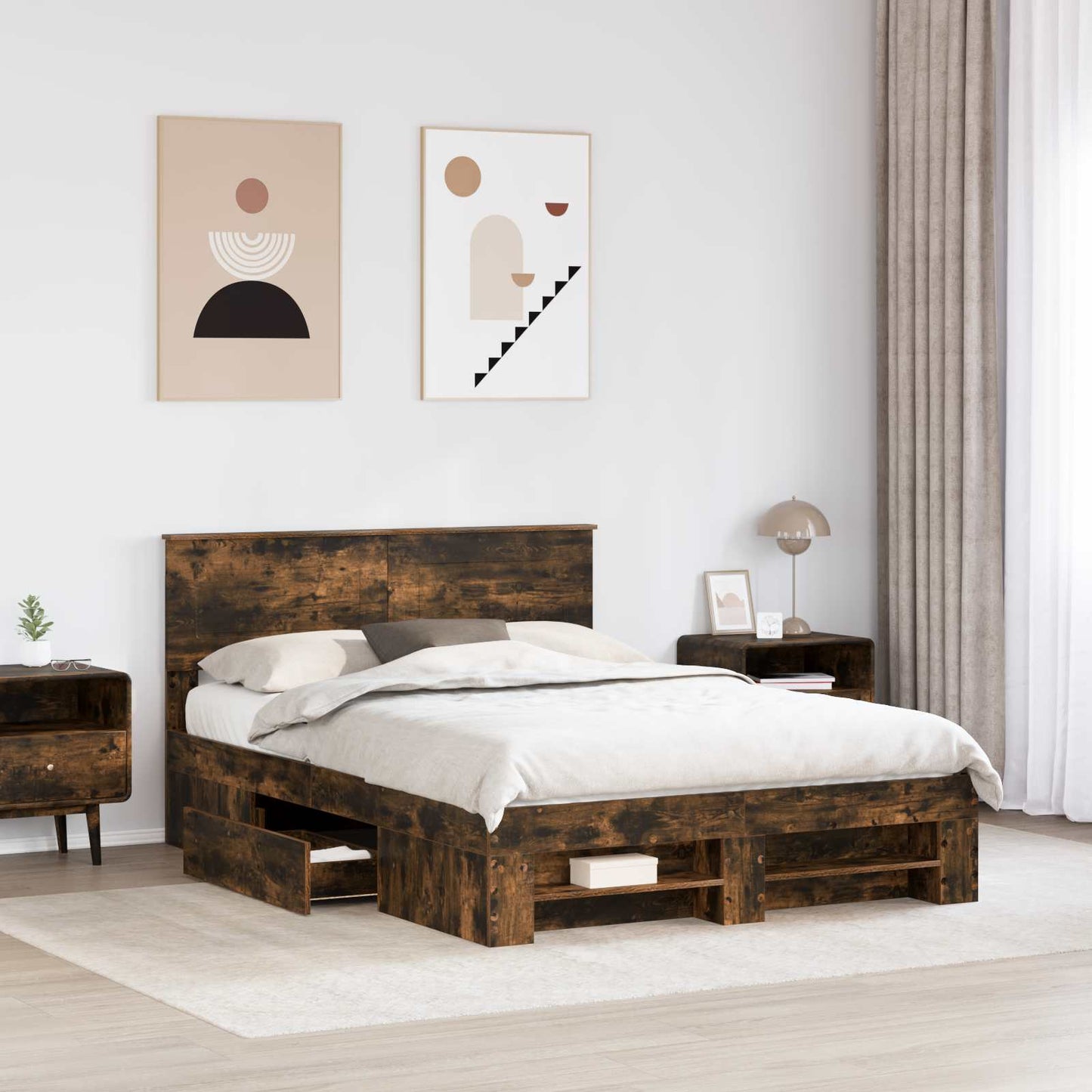 Struttura del letto Rovere fumÃ© 150 x 200 cm Legno multistrato