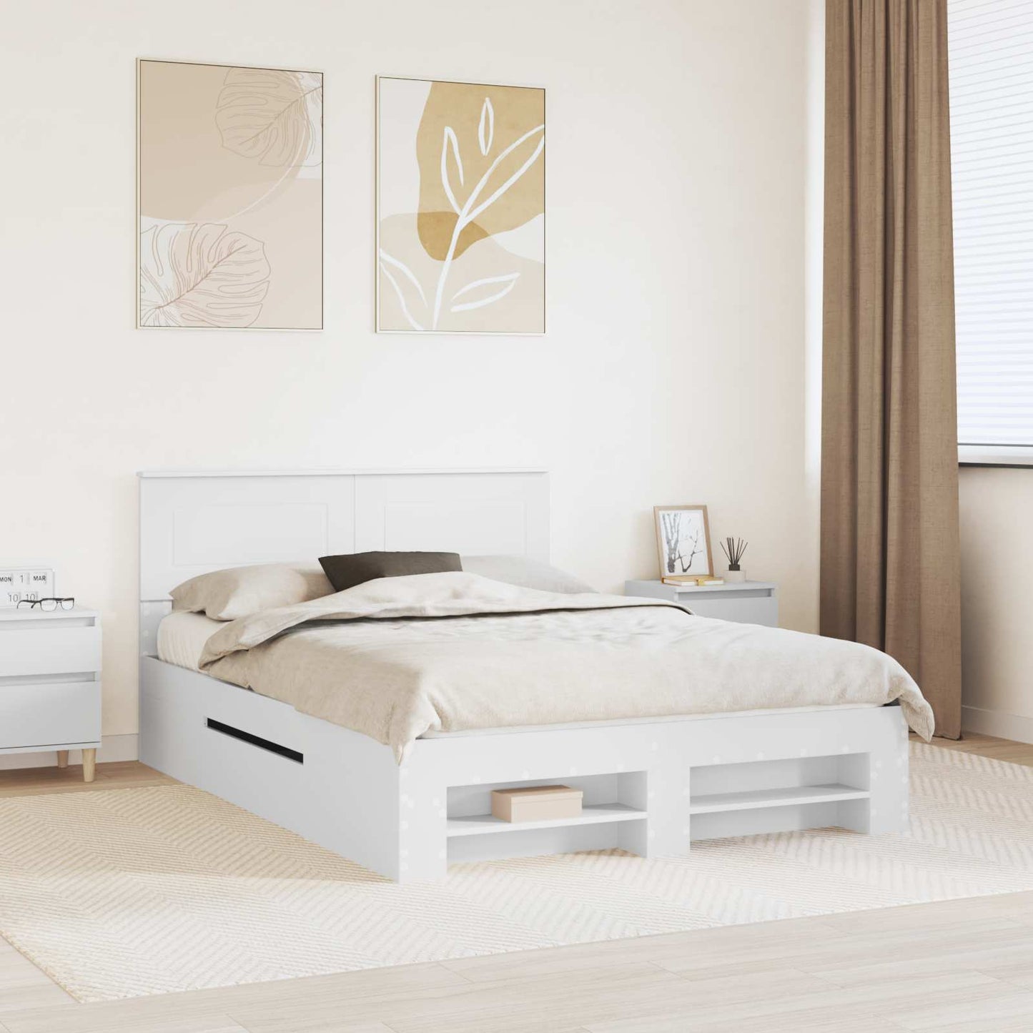 Struttura del letto Bianco 140 x 200 cm Legno multistrato