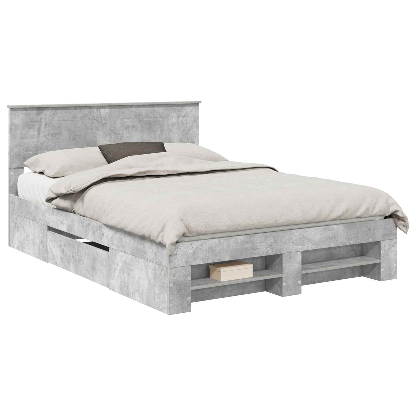 Struttura del letto con testiera Grigio cemento 140 x 200 cm