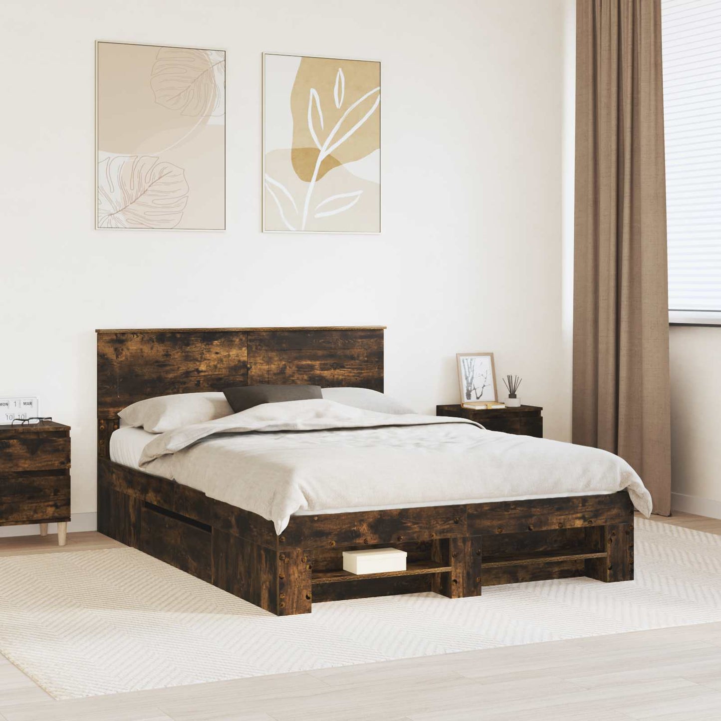 Struttura del letto Rovere fumÃ© 140 x 200 cm Legno multistrato