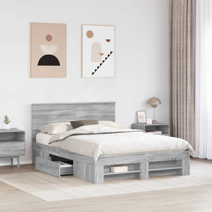 Struttura del letto con testiera Grigio Sonoma 140 x 200 cm