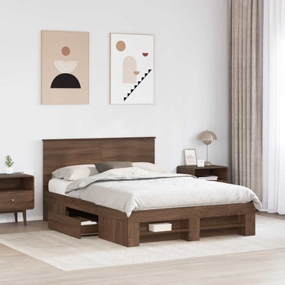 Struttura del letto con testiera Rovere Marrone 140 x 200 cm
