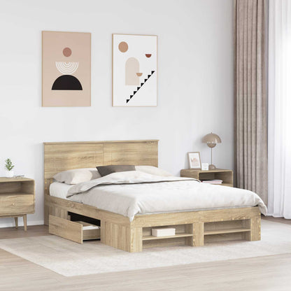 Struttura del letto con testiera Rovere Sonoma 140 x 200 cm