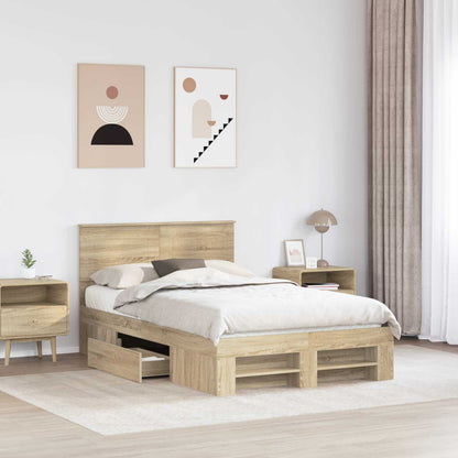Struttura del letto con testiera Rovere Sonoma 137 x 203 cm