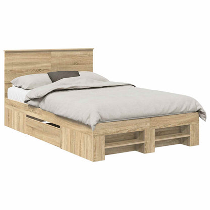 Struttura del letto con testiera Rovere Sonoma 137 x 203 cm