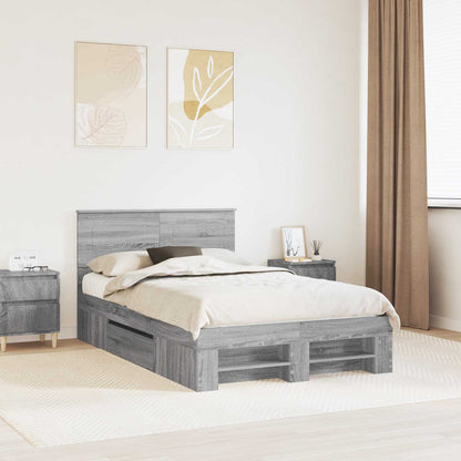 Struttura del letto con testiera Grigio Sonoma 137 x 203 cm