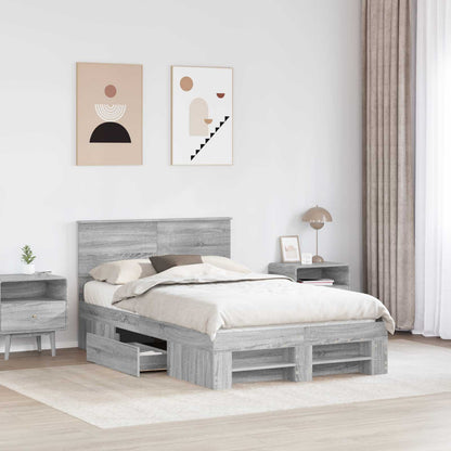 Struttura del letto con testiera Grigio Sonoma 137 x 203 cm