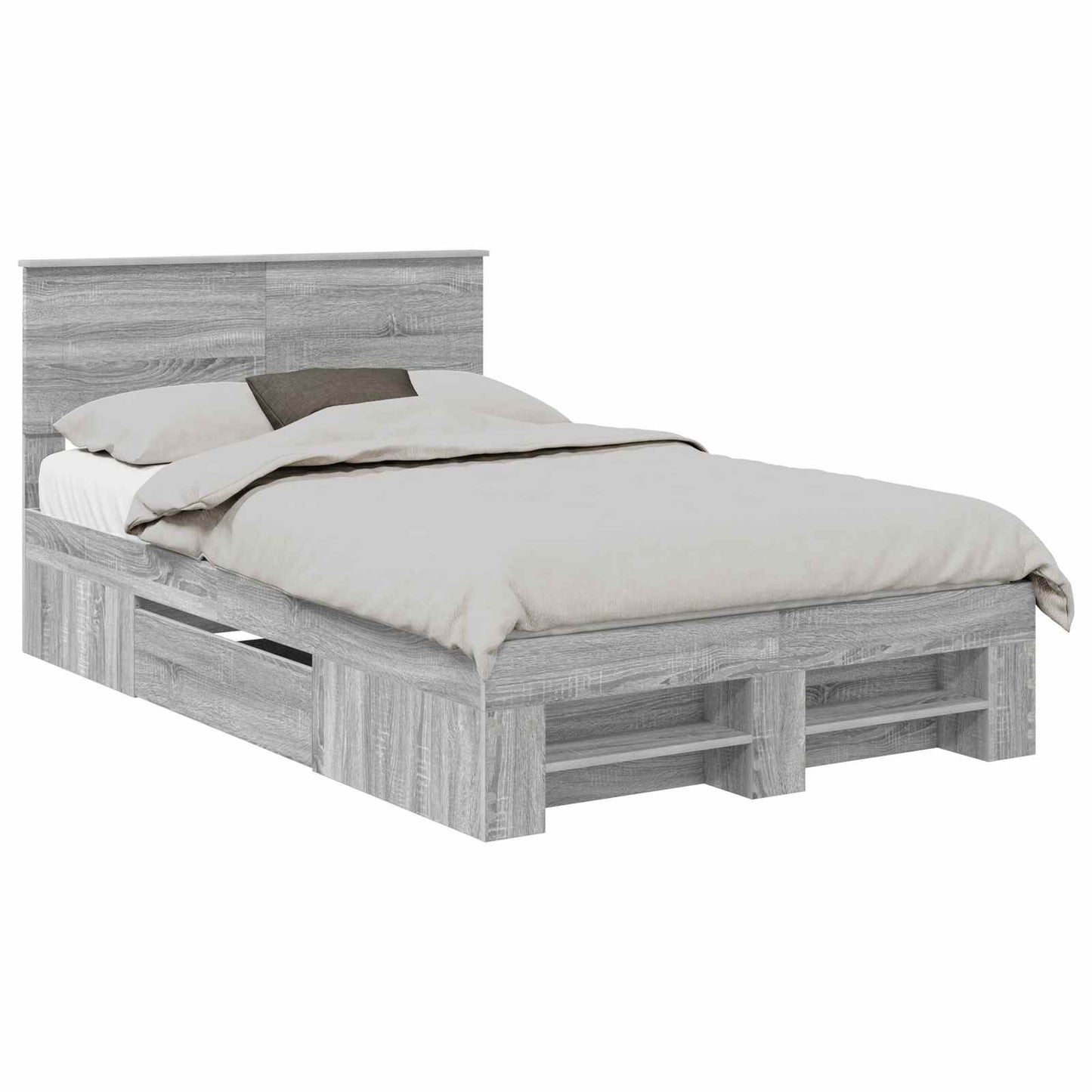 Struttura del letto con testiera Grigio Sonoma 137 x 203 cm