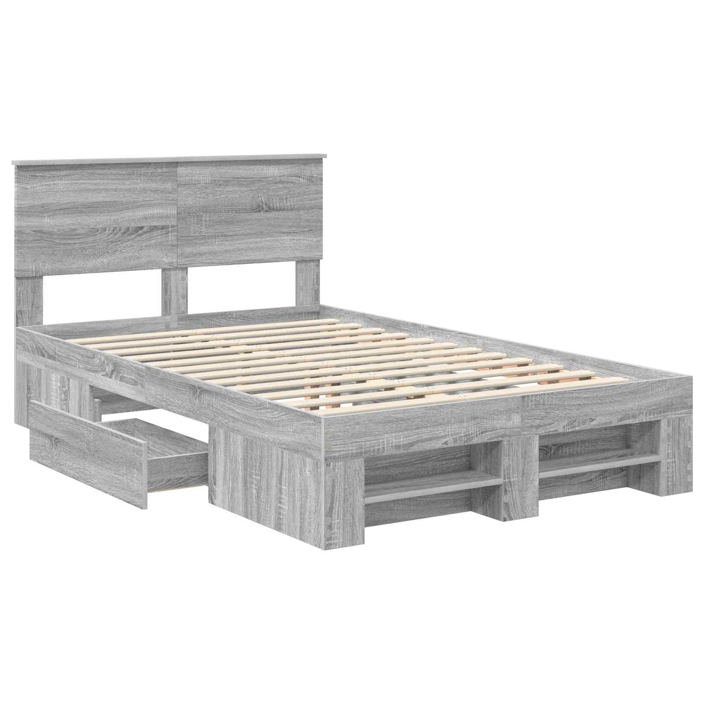 Struttura del letto con testiera Grigio Sonoma 137 x 203 cm