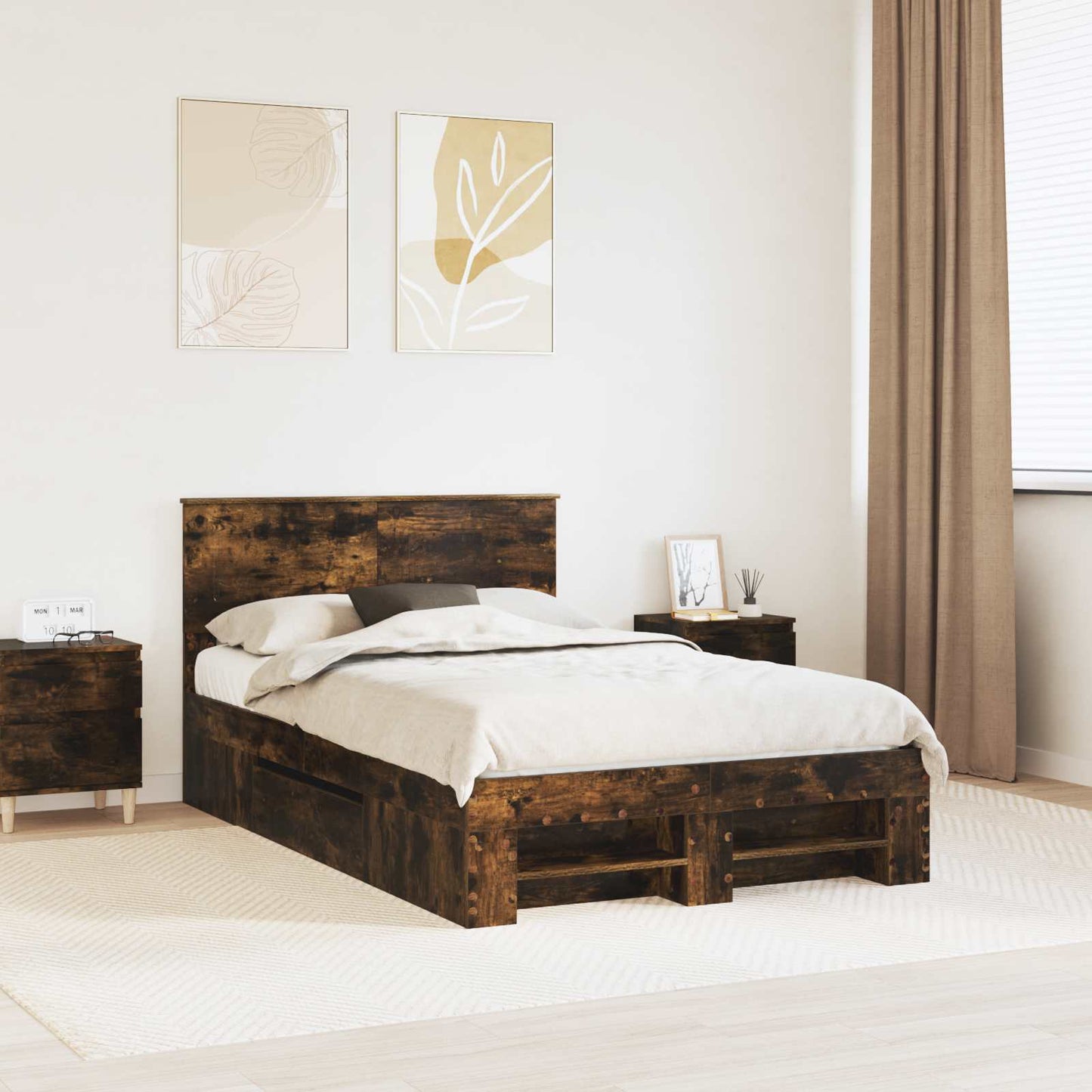 Struttura del letto Rovere fumÃ© 120 x 200 cm Legno multistrato