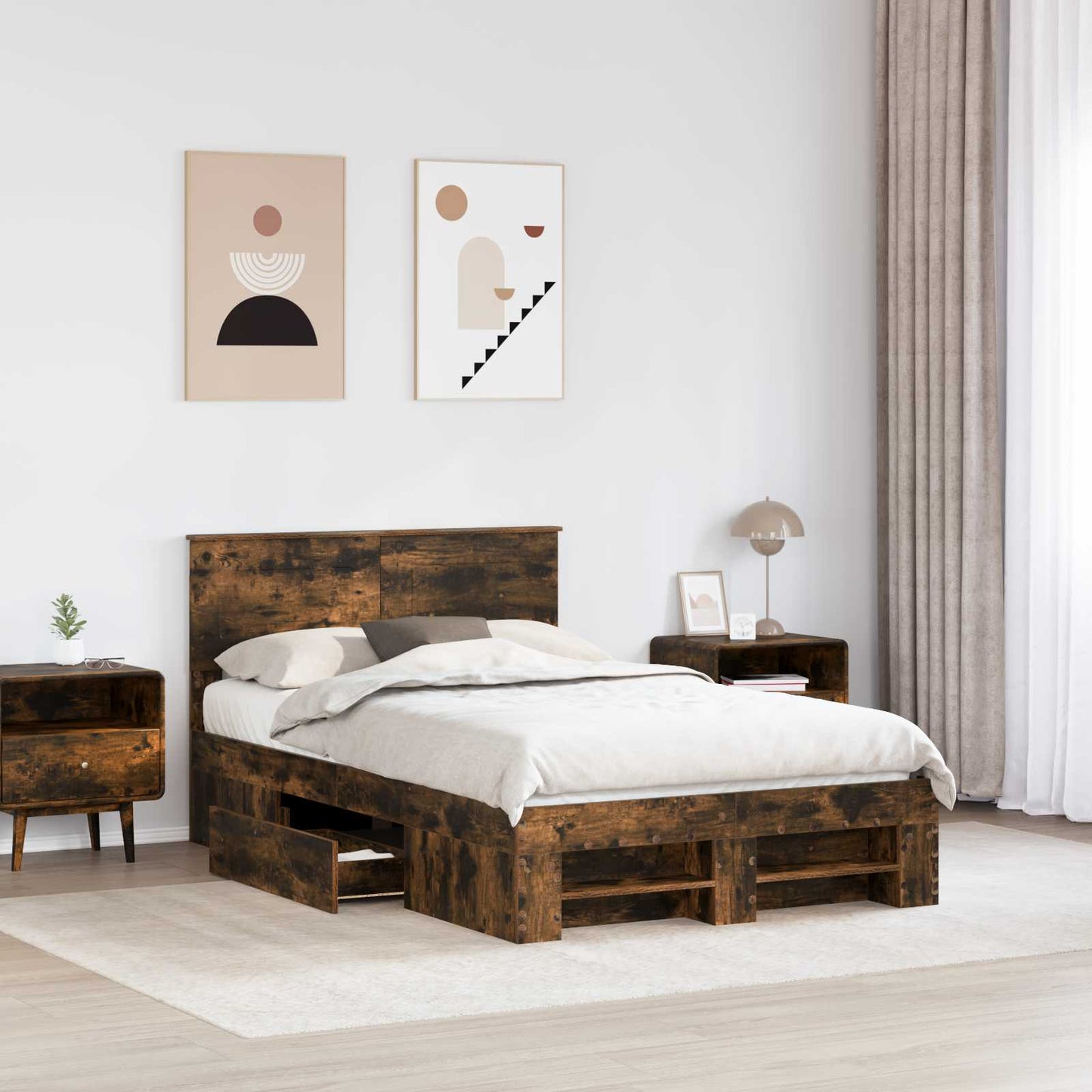 Struttura del letto Rovere fumÃ© 120 x 200 cm Legno multistrato