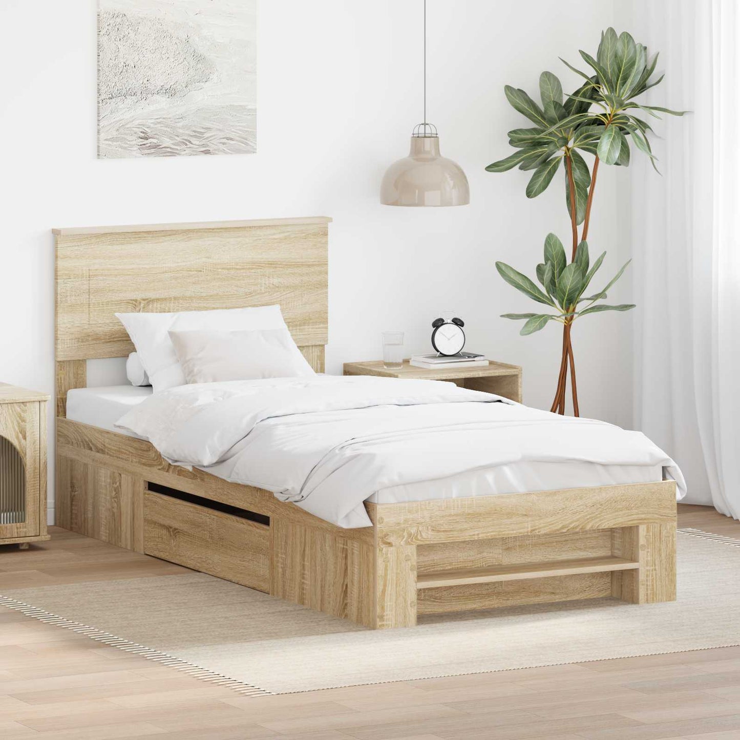 Struttura del letto Rovere Sonoma 100 x 200 m Legno multistrato