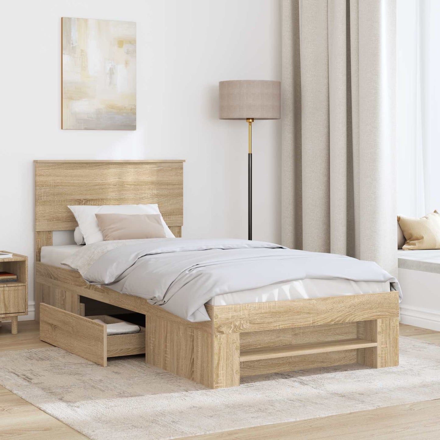 Struttura del letto Rovere Sonoma 100 x 200 m Legno multistrato