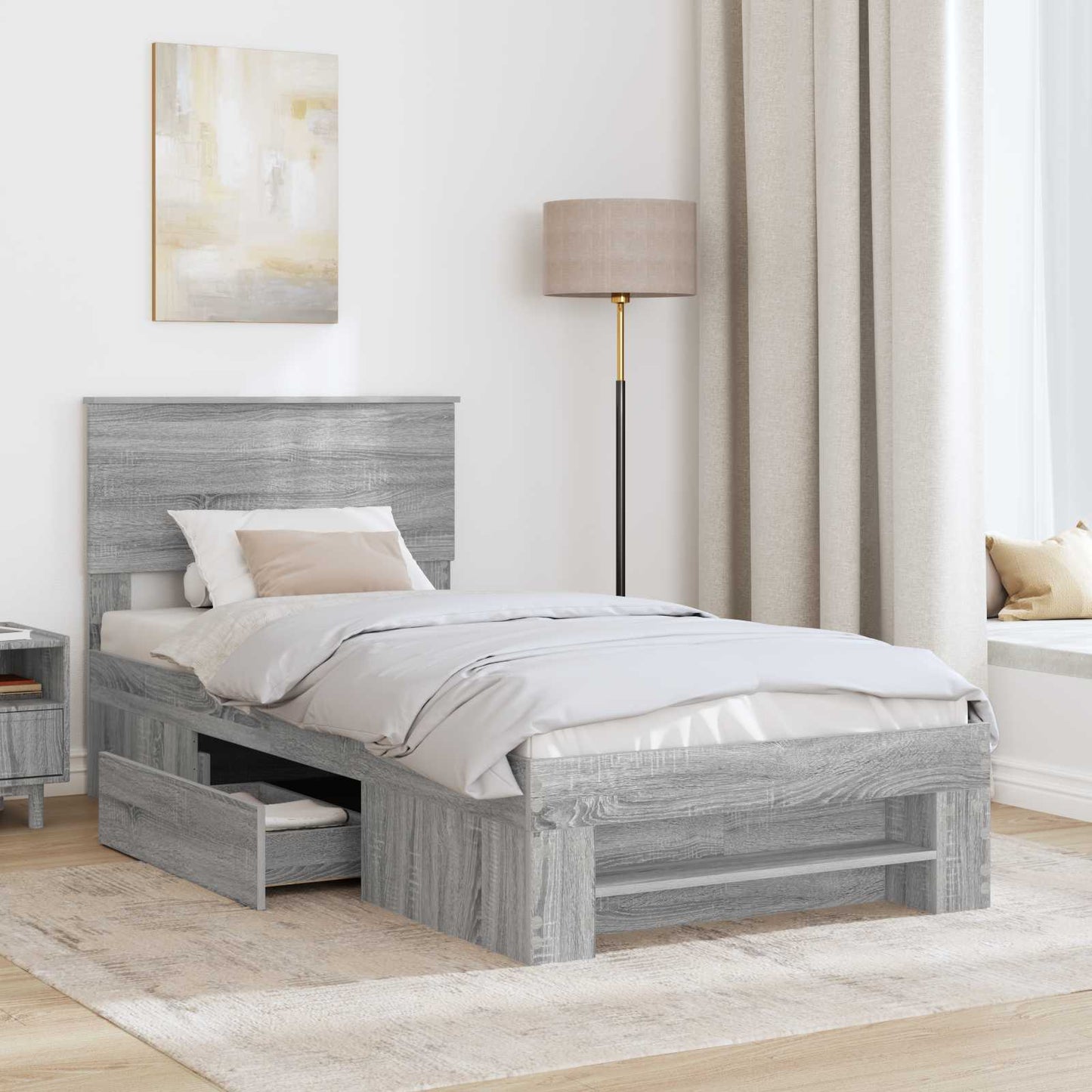Struttura del letto Grigio Sonoma 100 x 200 m Legno multistrato