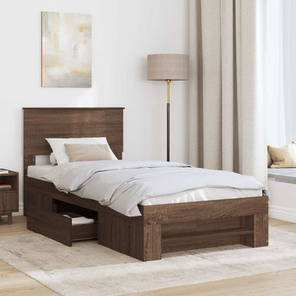 Struttura del letto con testiera Rovere Marrone 100 x 200 m