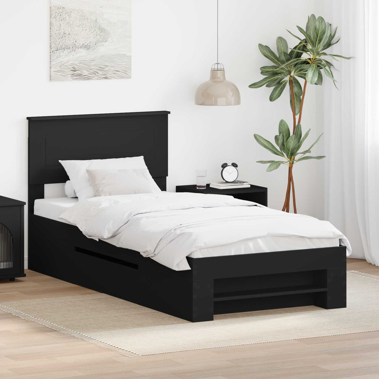 Struttura del letto Nero 90 x 200 cm Legno multistrato