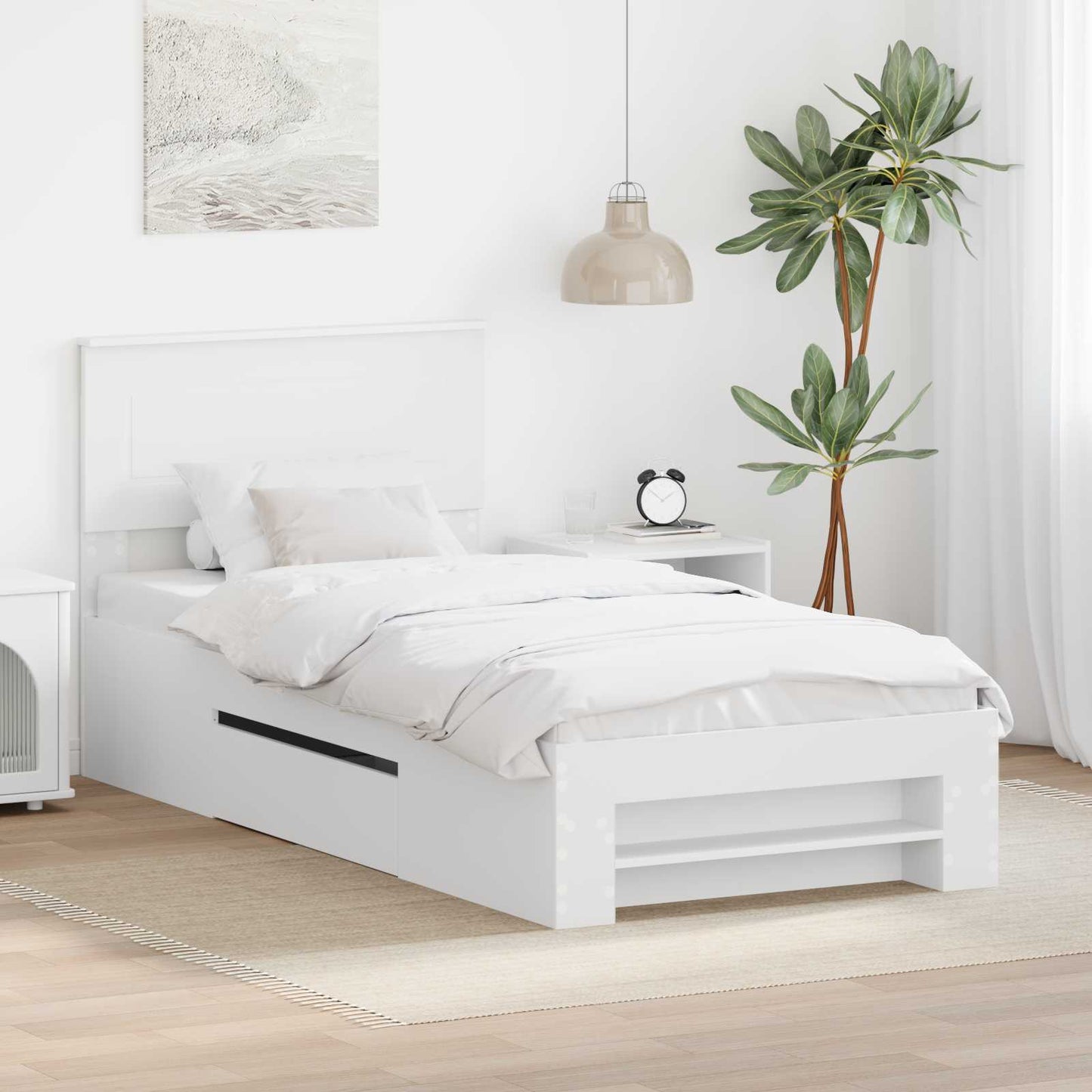 Struttura del letto Bianco 90 x 200 cm Legno multistrato