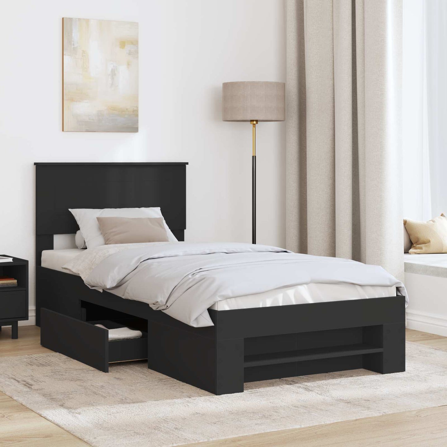 Struttura del letto Nero 80 x 200 cm Legno multistrato