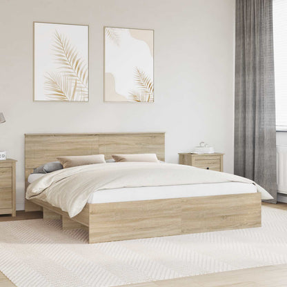 Struttura del letto con testiera Rovere Sonoma 200 x 200 cm