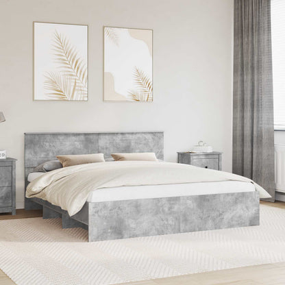 Struttura del letto con testiera Grigio cemento 200 x 200 cm