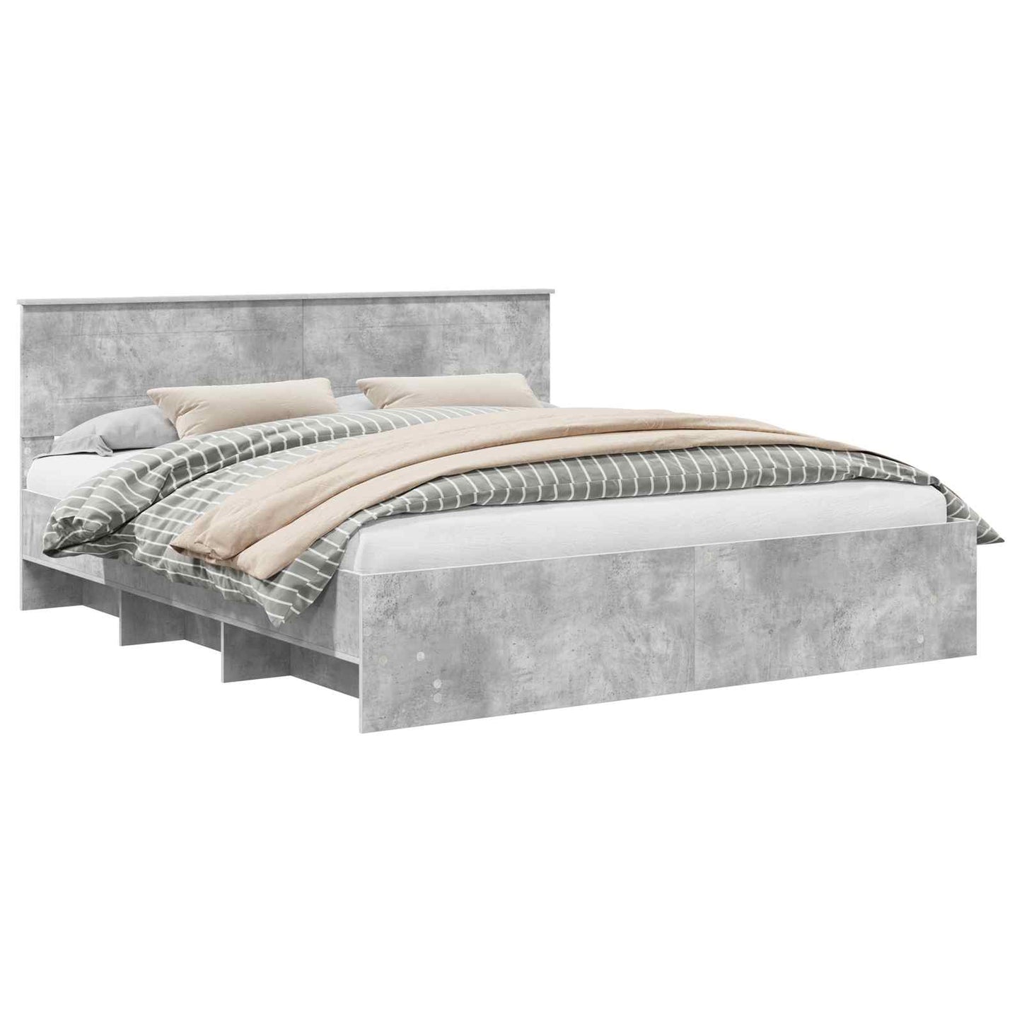 Struttura del letto con testiera Grigio cemento 200 x 200 cm