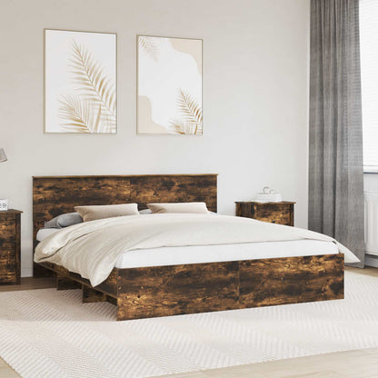 Struttura del letto Rovere fumÃ© 200 x 200 cm Legno multistrato