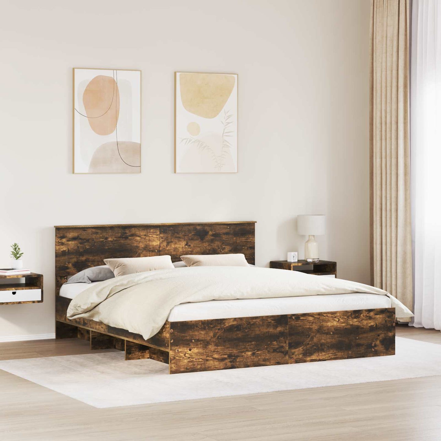 Struttura del letto Rovere fumÃ© 200 x 200 cm Legno multistrato