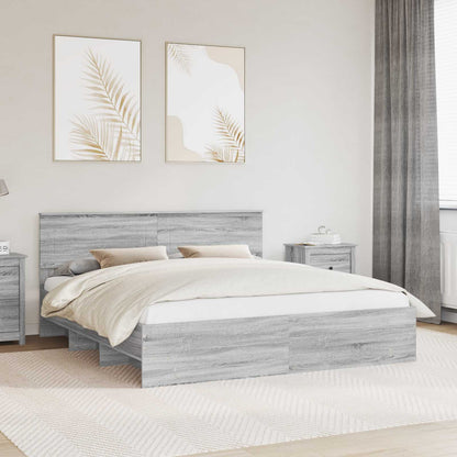 Struttura del letto con testiera Grigio Sonoma 200 x 200 cm